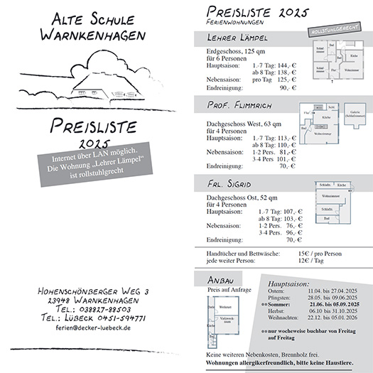 [Bild: Preisliste Ferienhaus 2025]